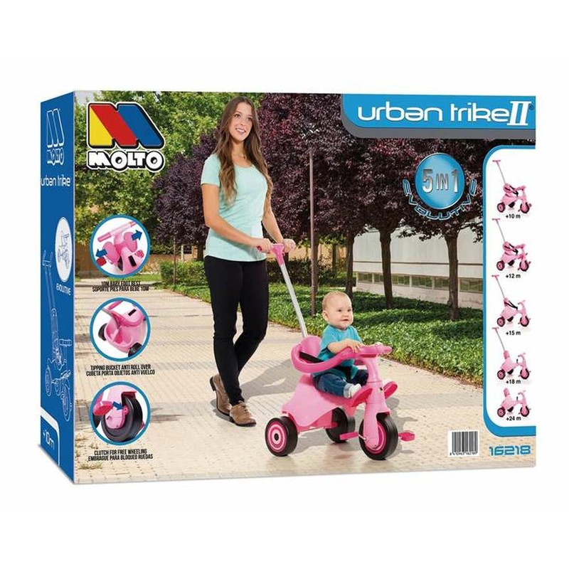 Juguetes Exterior Niños: Triciclo Moltó Urban City Rosa con Luz