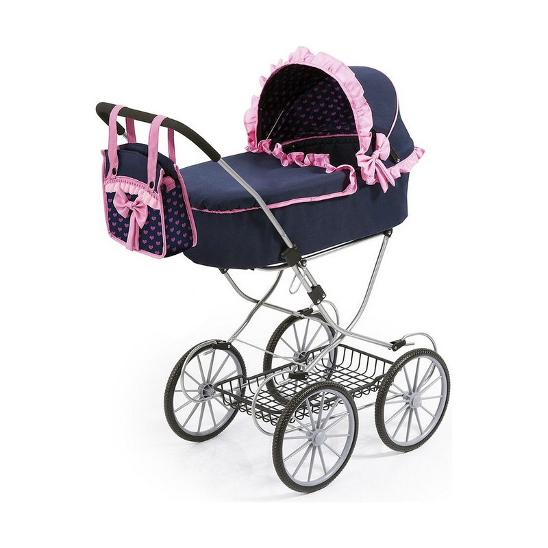 Muñecas niñas Carrito Reig Dolls Pram Azul Marino 64 cm - Compra online en MegaJuguetes