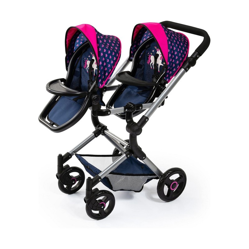 Muñecas Niñas: Carrito Gemelar Reig Azul - Compra online en MegaJuguetes