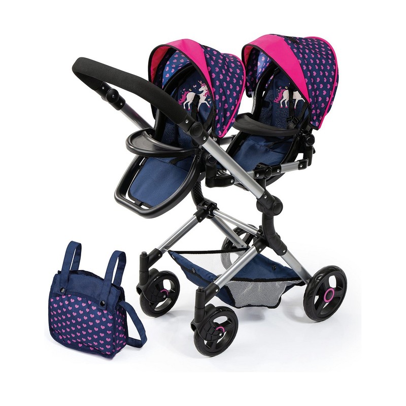 Muñecas Niñas: Carrito Gemelar Reig Azul