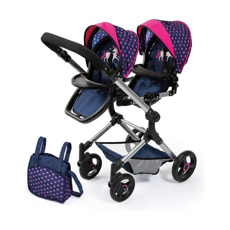 Muñecas Niñas: Carrito Gemelar Reig Azul