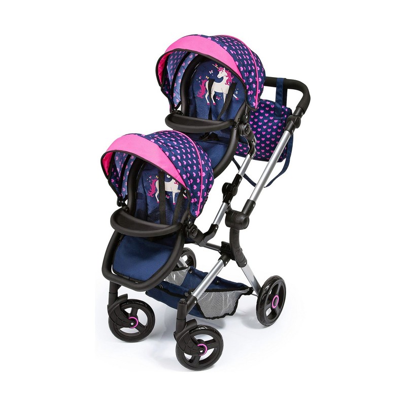Muñecas Niñas: Carrito Gemelar Reig Azul