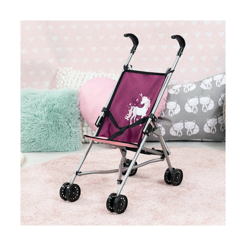 Muñecas Niñas: Carrito Paraguas Unicornio Reig Morada
