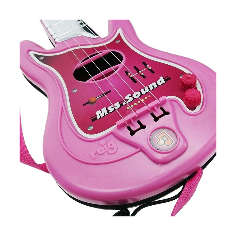 Juguetes Musicales Niños: Guitarra Reig con Micrófono Rosa