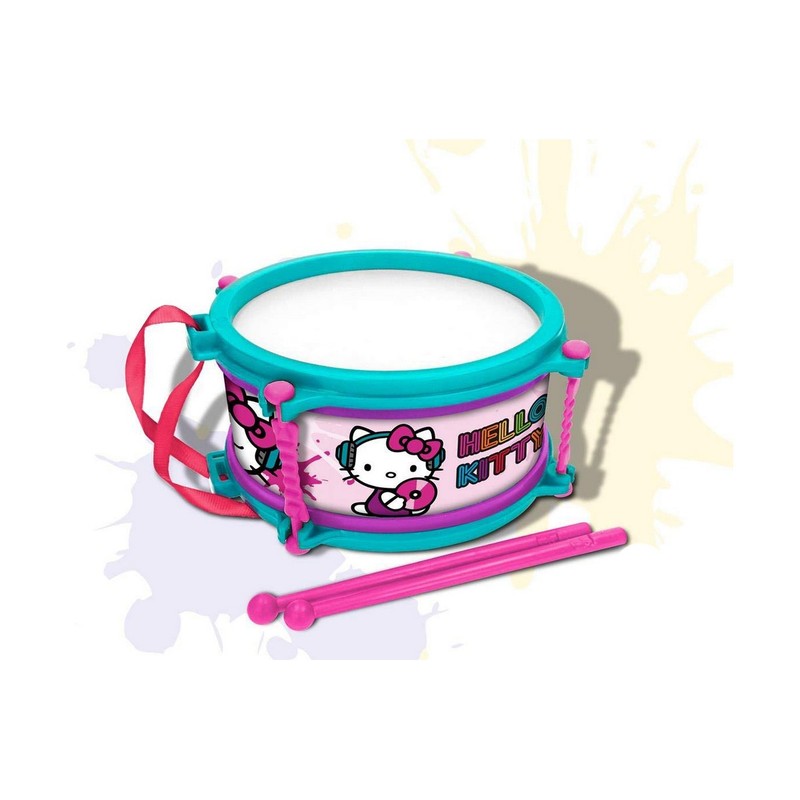 Juguetes Musicales Niños - Tambor Hello Kitty Azul Rosa 16 cm - Compra online en MegaJuguetes