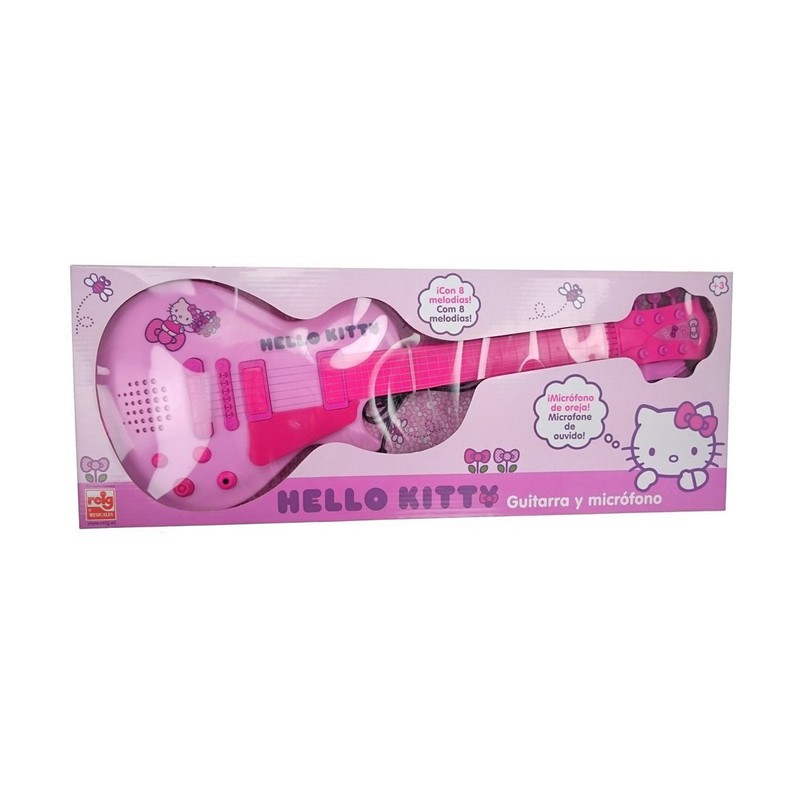 Juguetes Musicales Niños: Guitarra Hello Kitty Electrónica con Micrófono Rosa