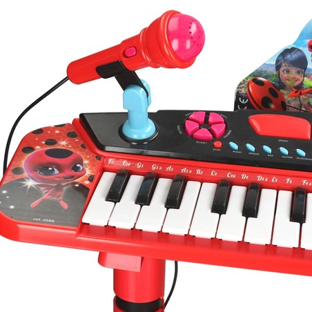 Juguetes Musicales Niños: Piano Electrónico Lady Bug con Micrófono