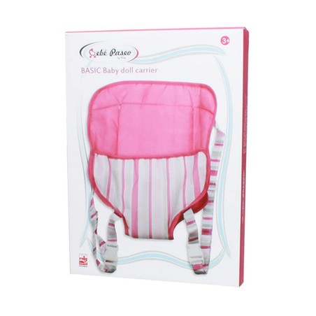 Muñecas Niñas: Mochila Portabebé Reig para Muñecas Rosa Rayas