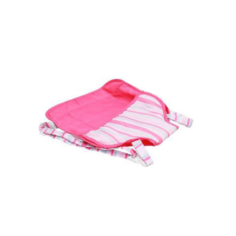 Muñecas Niñas: Mochila Portabebé Reig para Muñecas Rosa Rayas