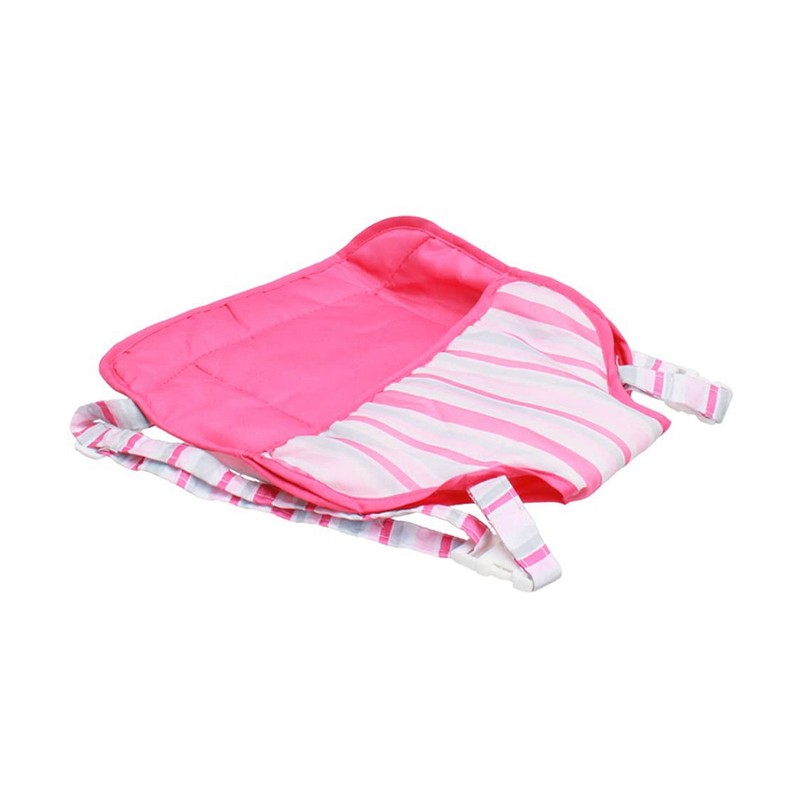 Muñecas Niñas: Mochila Portabebé Reig para Muñecas Rosa Rayas
