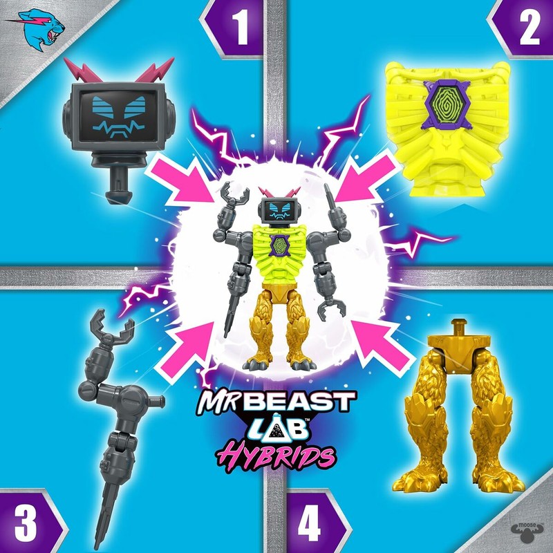 Figuras MrBeast Lab diseño vibrante para niños