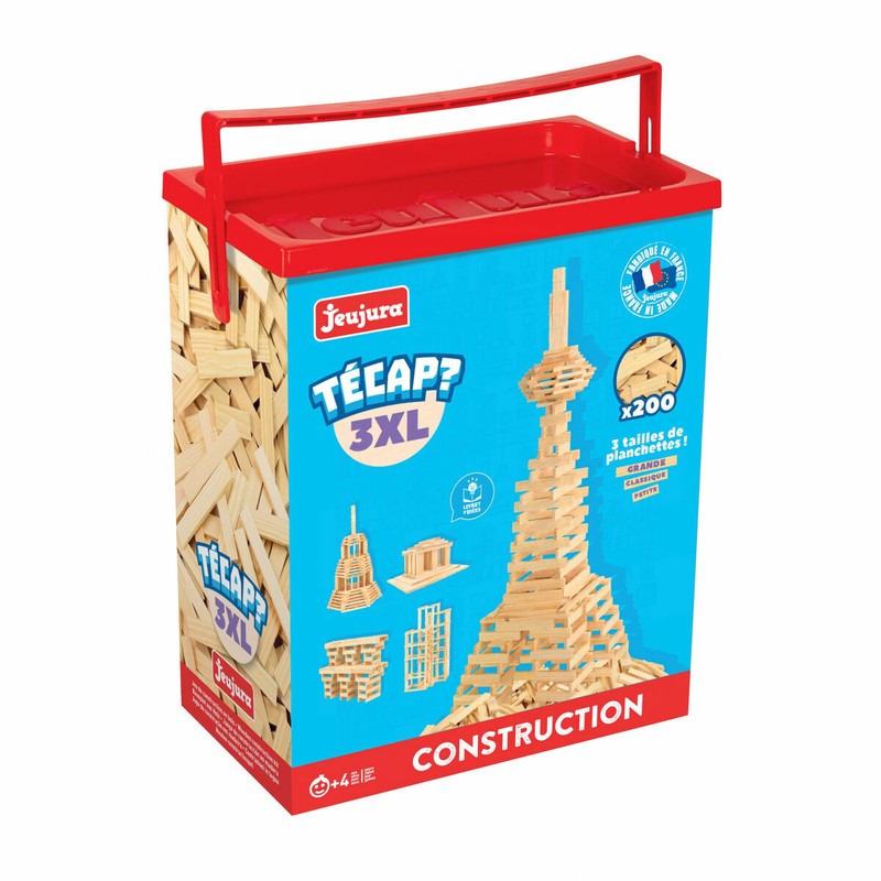 Juguetes Construcción Niños Jeujura TECAP 3XL - Bote 200 Piezas Madera