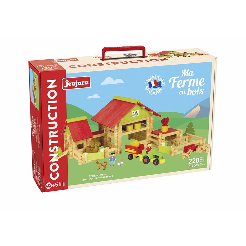 Figuras Acción Niños: Playset Granja Madera Jeujura 220 Piezas