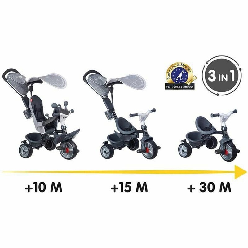 Juguetes Exterior Niños: Triciclo Smoby Baby Driver Plus Gris