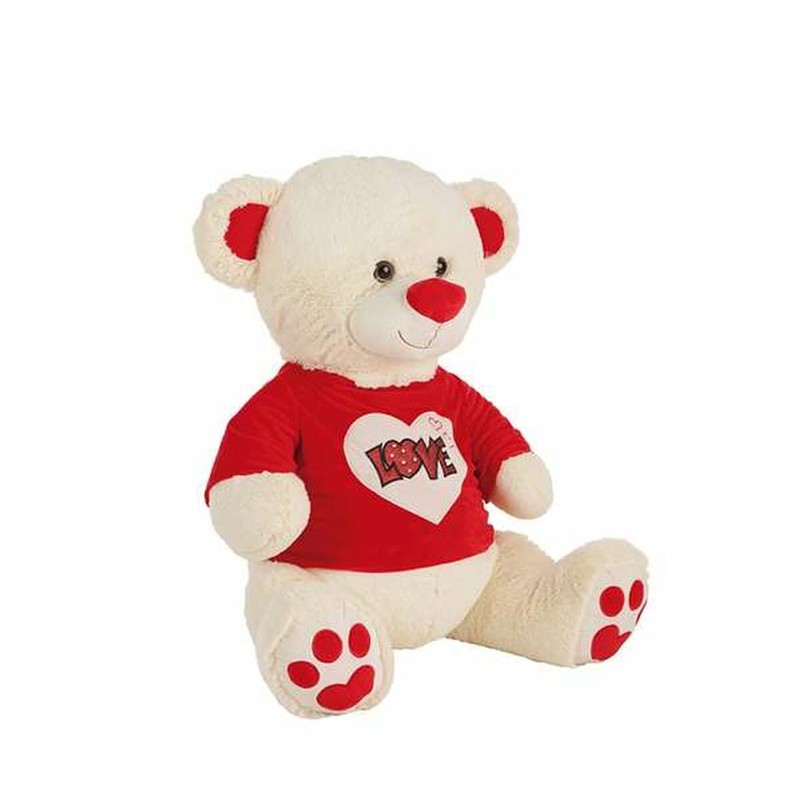 Peluches Niños Oso Love Purpurina Camiseta Beige 70cm