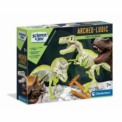 Juguetes Ciencia Niños Clementoni - Kit Archéo Ludic T-Rex & Triceratops Fosforescentes - Compra online en MegaJuguetes