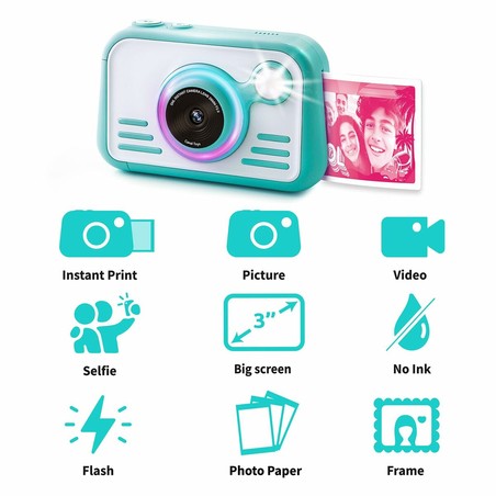 Cámara fotos instantáneas para niños con accesorios