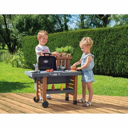 Juego Simbólico Niños: Cocina Smoby Garden Kitchen Barbacoa 43 Piezas
