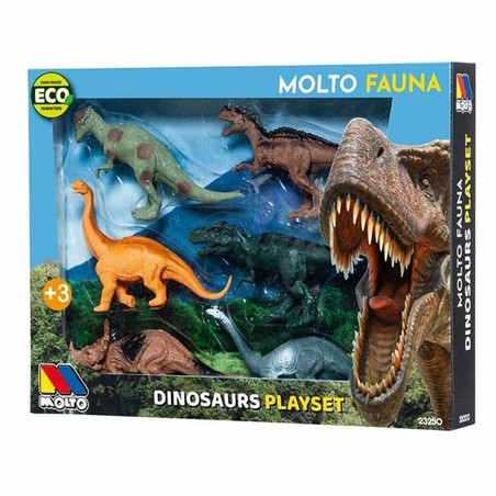 Figuras Acción Niños Moltó: Set de Dinosaurios Plástico 6 Piezas