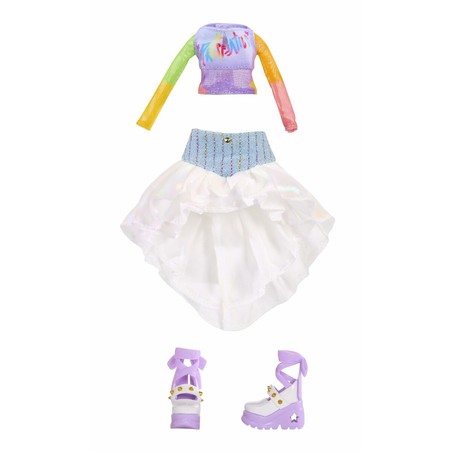 Detalle del vestido de la muñeca Rainbow High para niñas