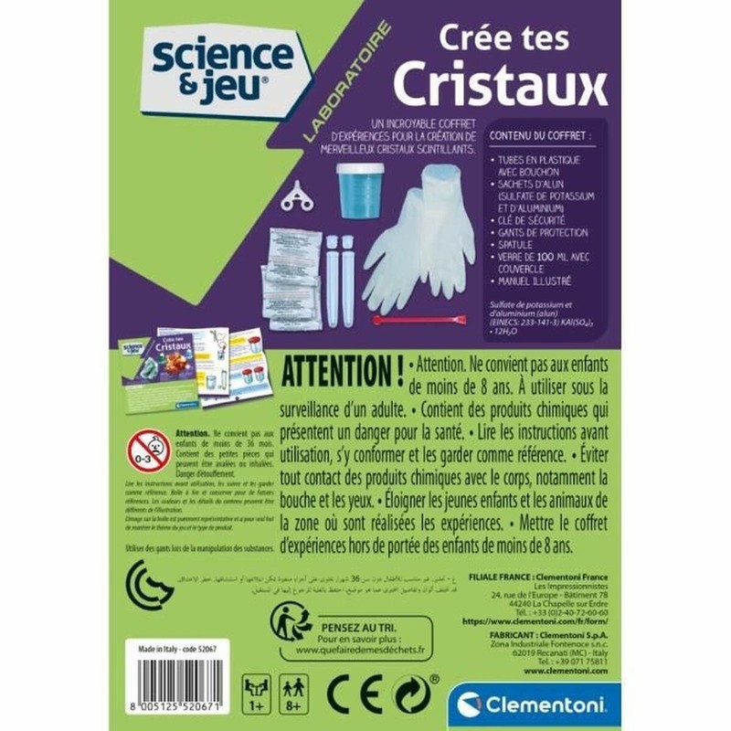 Juguetes Ciencia Niños Clementoni: Crea Cristales Fluorescentes