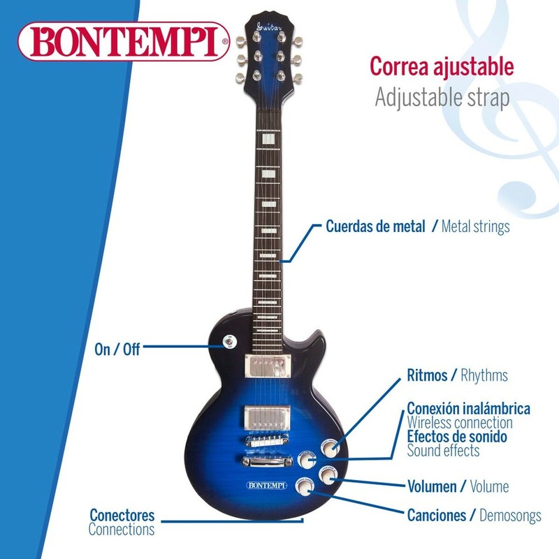 Juguetes Musicales Niños: Guitarra Rock Bontempi con Micrófono