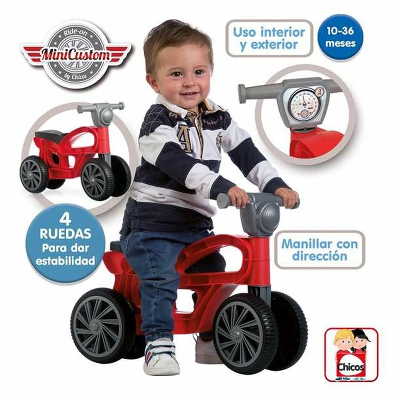 Juguetes Exterior Niños: Moto Correpasillos Chicos Mini Custom Rojo