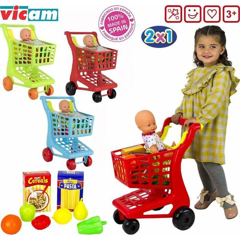 Juego Simbólico Niños: Carro de Compra con Muñeco y Accesorios BigBuy Fun