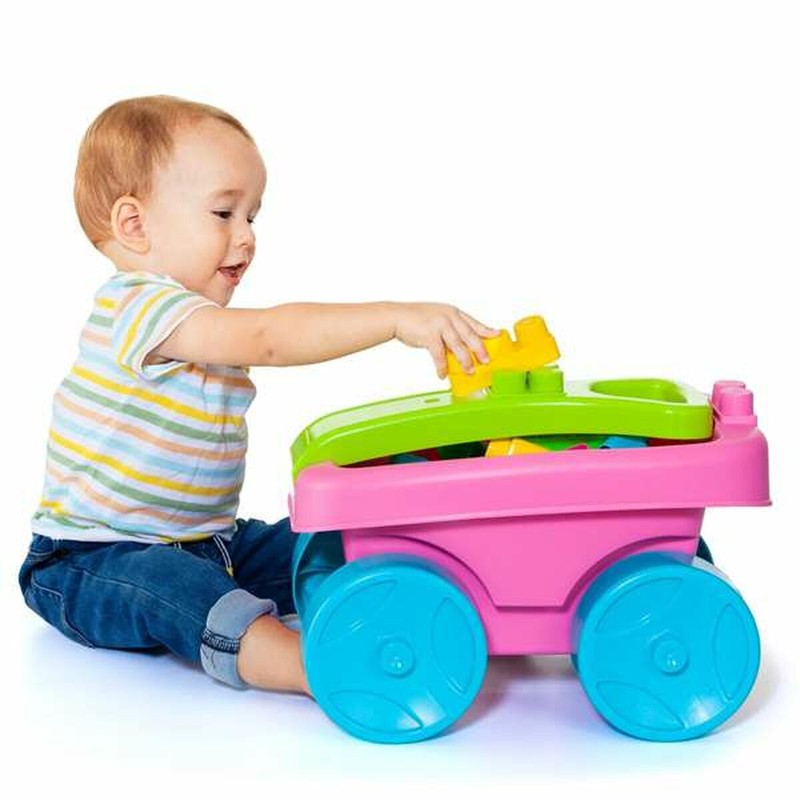 Bloques de Construcción para Niños Moltó Carrito Rosa 20 Piezas