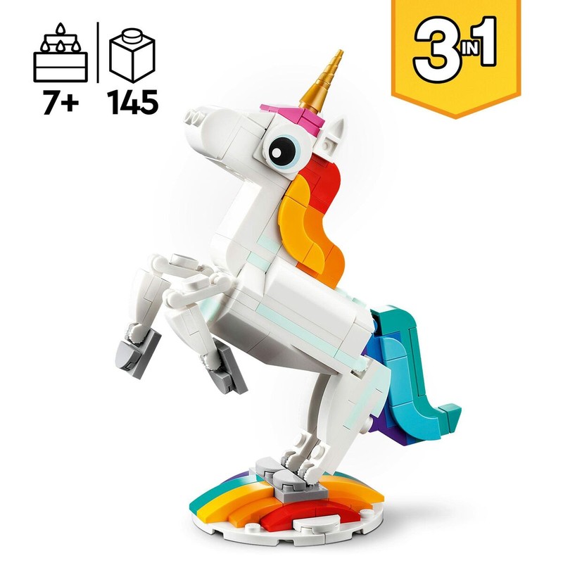 Juguetes Construcción Niños LEGO Creator Unicornio Mágico 3 en 1