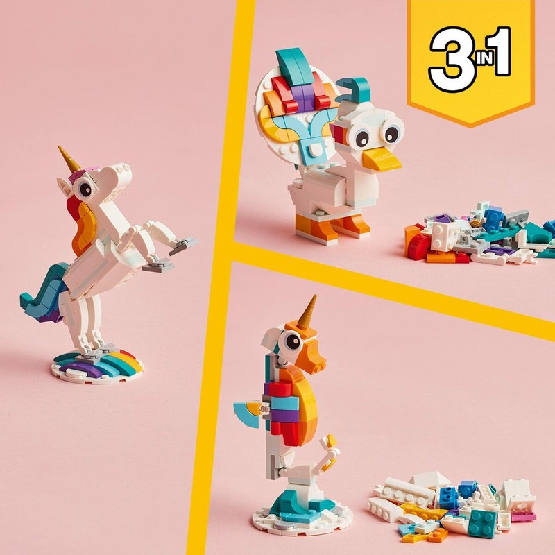 Juguetes Construcción Niños LEGO Creator Unicornio Mágico 3 en 1