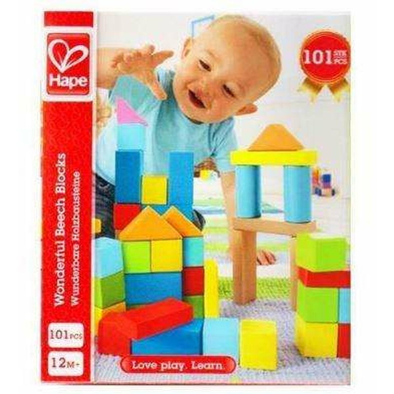 Juguetes Construcción Niños Hape - Set de Bloques de Madera 101 Piezas