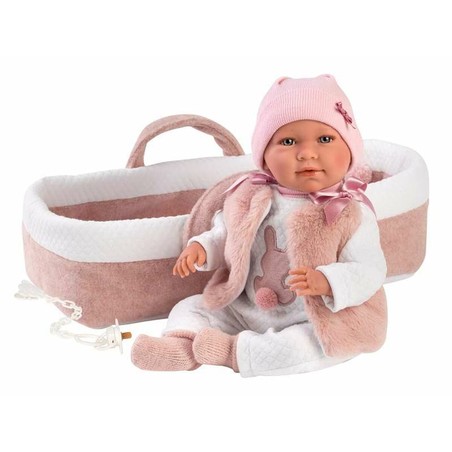 Muñecas Niñas: Muñeco Bebé Llorens Mimi Rosa 40 cm Capazo - Compra online en MegaJuguetes
