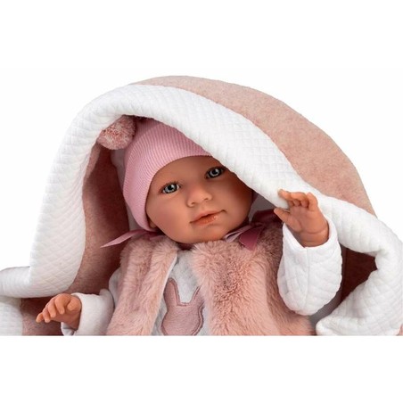 Muñecas Niñas: Muñeco Bebé Llorens Mimi Rosa 40 cm Capazo