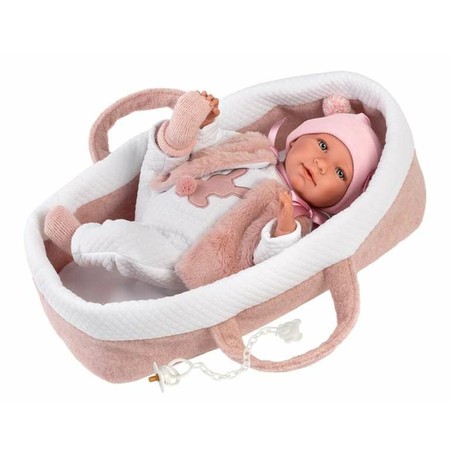 Muñecas Niñas: Muñeco Bebé Llorens Mimi Rosa 40 cm Capazo