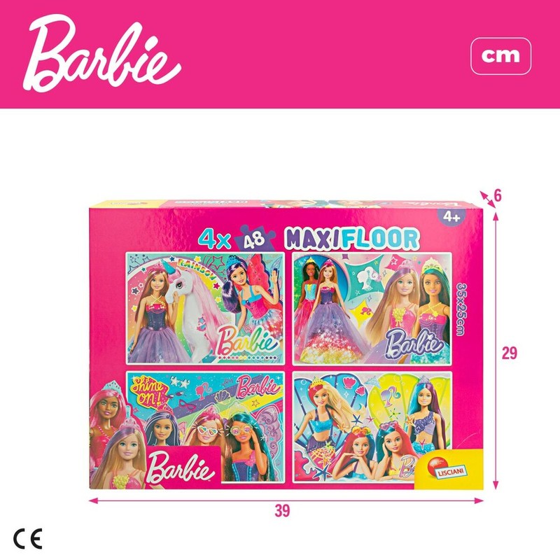 Puzzle Infantil Barbie MaxiFloor - Set de 4 Puzzles 192 Piezas