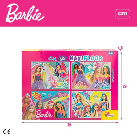 Puzzle Infantil Barbie MaxiFloor - Set de 4 Puzzles 192 Piezas