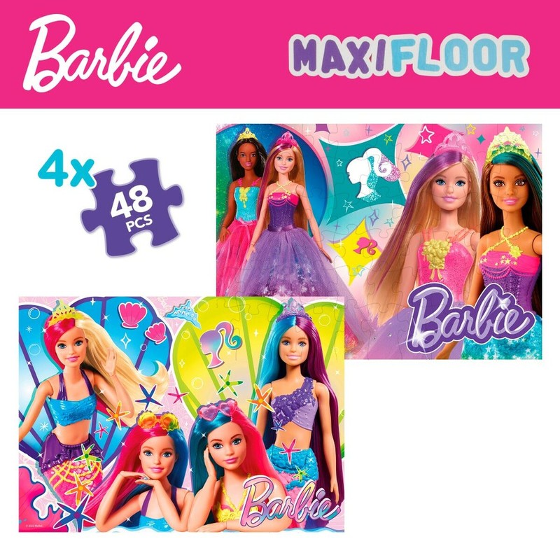 Puzzle Infantil Barbie MaxiFloor - Set de 4 Puzzles 192 Piezas
