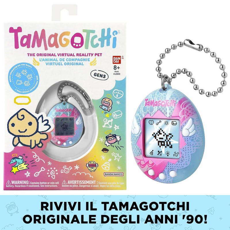 Detalle del Tamagotchi Angel para niños 8 años, botones de interacción