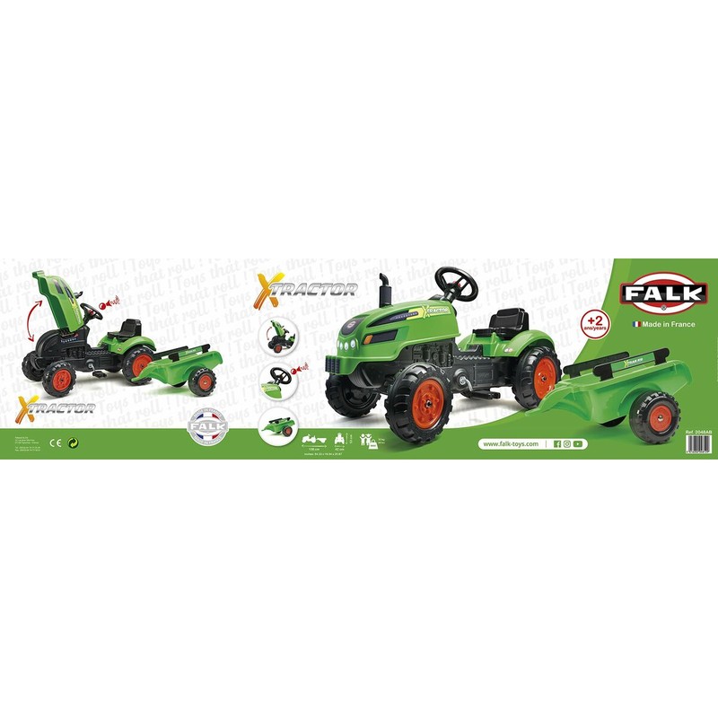 Juguetes Exterior Niños: Tractor a Pedales Falk Xtractor 2048AB Verde