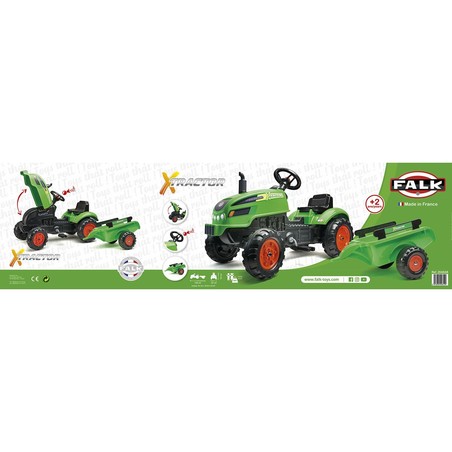 Juguetes Exterior Niños: Tractor a Pedales Falk Xtractor 2048AB Verde