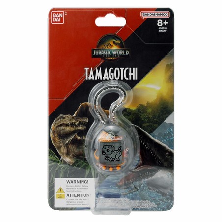 Pantalla LCD del Tamagotchi mostrando un bebé dinosaurio eclosionando