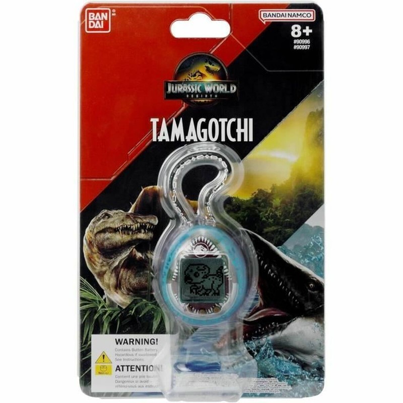 Pantalla Tamagotchi Jurassic World: interfaz de cuidado de dinosaurios
