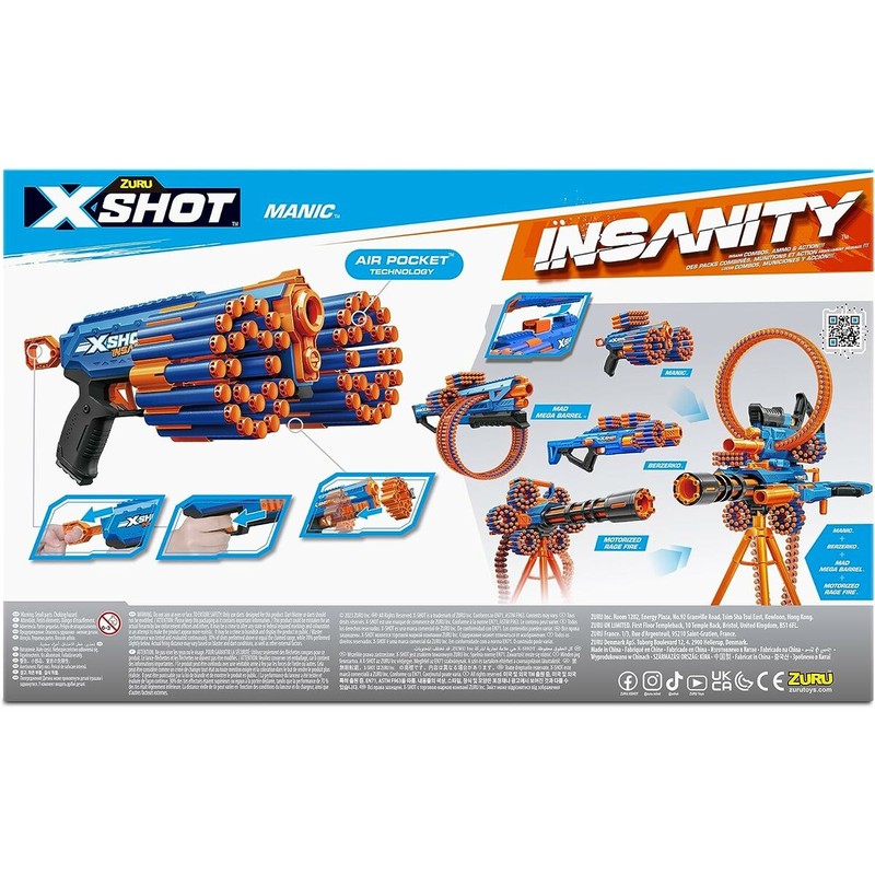 Juguetes Exterior Niños: Pistola de Dardos X-Shot Insanity- Manic