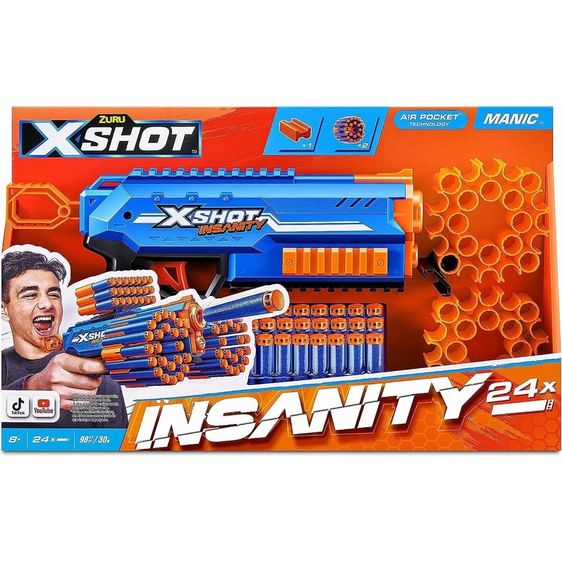 Juguetes Exterior Niños: Pistola de Dardos X-Shot Insanity- Manic