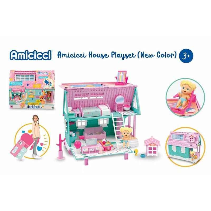 Muñecas Niñas Famosa Amicicci Trolley - Casa de Muñecas 2 en 1