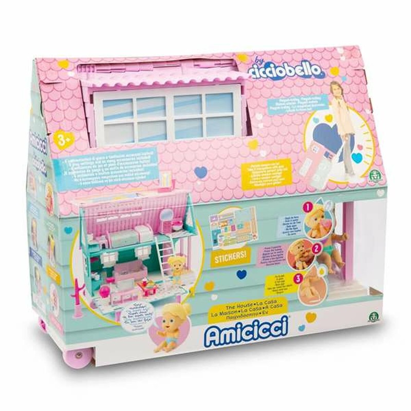 Muñecas Niñas Famosa Amicicci Trolley - Casa de Muñecas 2 en 1