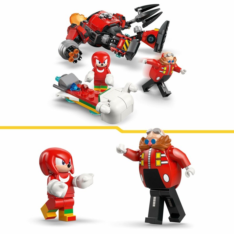 Primer plano del Dr. Eggman y su Egg Crusher Mech de LEGO