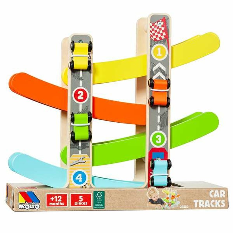 Coches Juguete Niños: Pista de Madera Moltó con Rampas