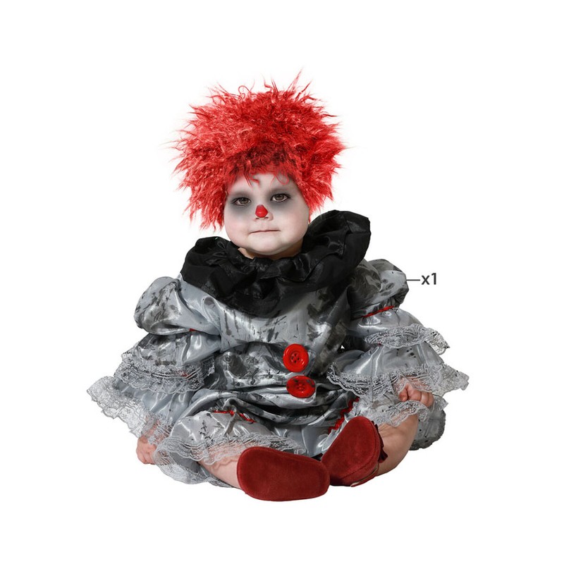 Disfraces Niños: Disfraz Bebé Payaso Sangriento Gris 6-12 Meses - Compra online en MegaJuguetes